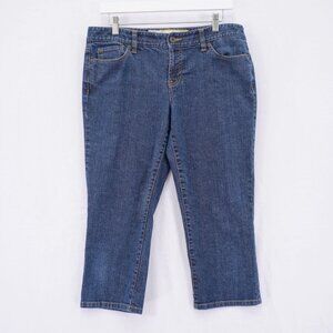 Ann Taylor Loft Slim Cropped Blue Denim‎ Capri Mid Rise Jeans -10- 34 / 21